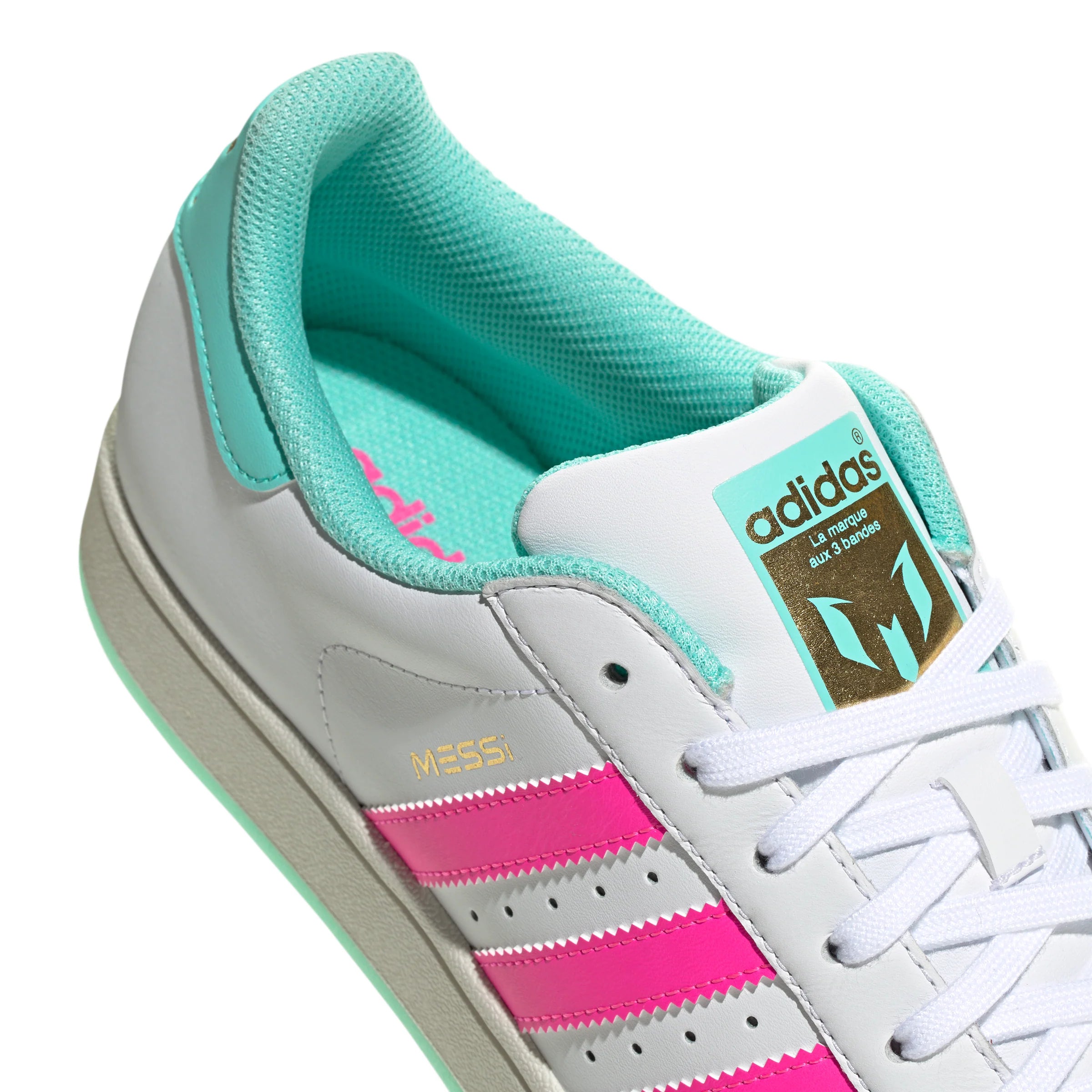 adidas Superstar Messi Mens Soccer Shoes White Pink Aqua