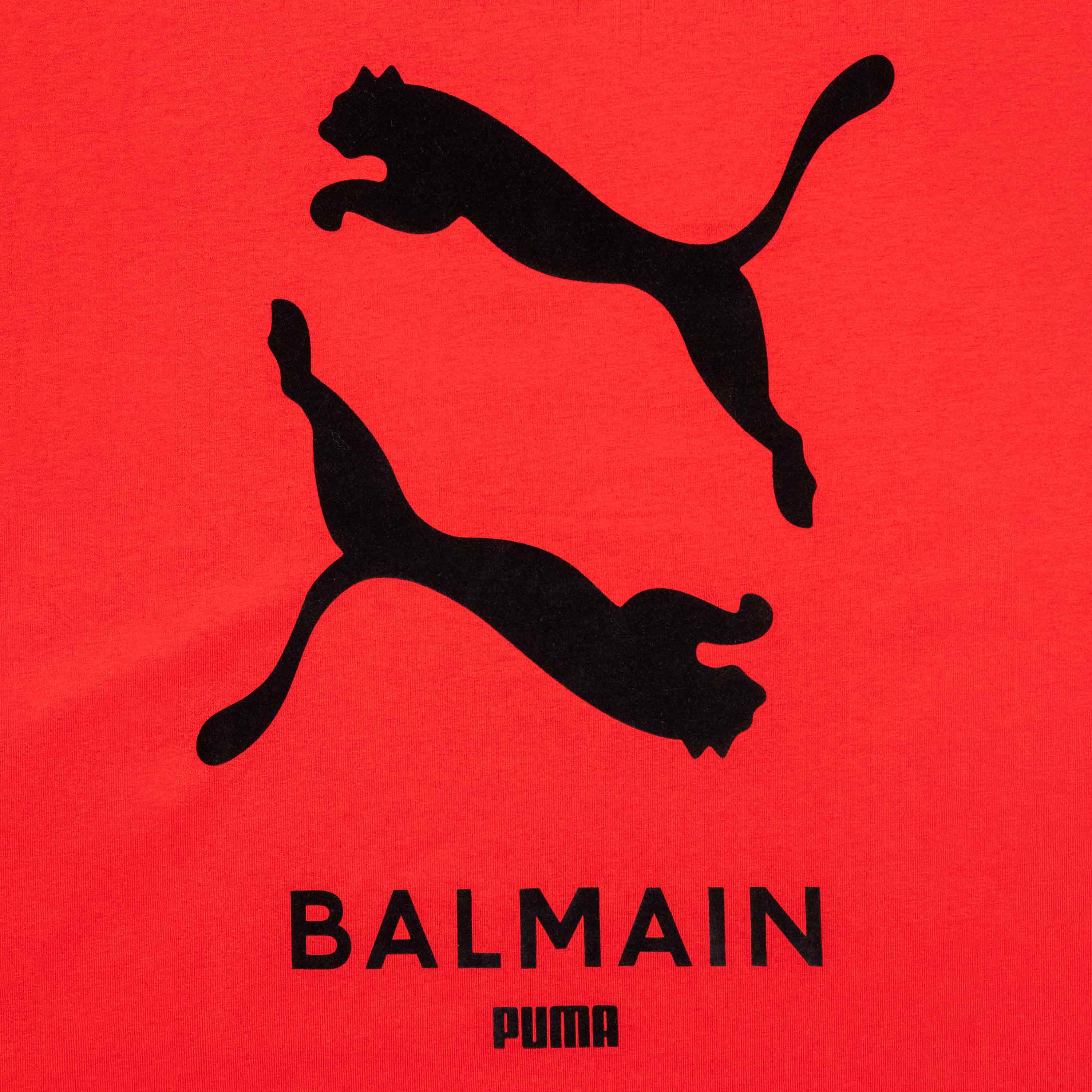 Balmain X Puma Mens Graphic T Shirt Red Black