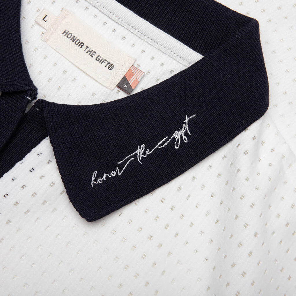 Pique Colorblock Polo Bone