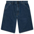 Single Knee Short Blue Stone Washed