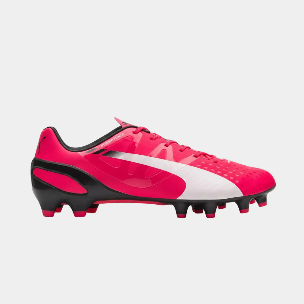PUMA Evospeed 13 FG Firm Ground Soccer Cleats Bright Plasma White Peacoat