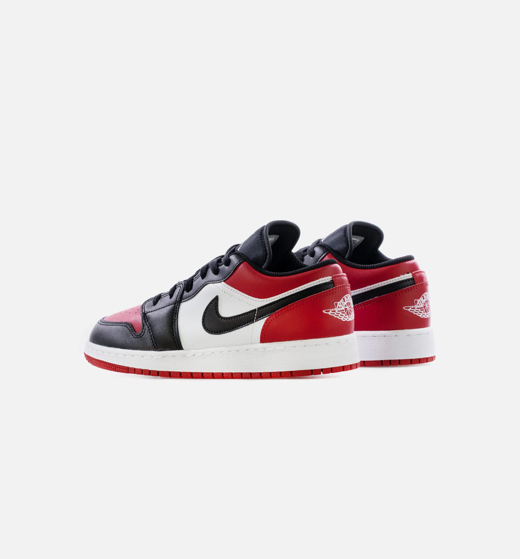 Air Jordan 1 Low Bred Toe Grade School Lifestyle Shoes Red Black Limit One Per Customer