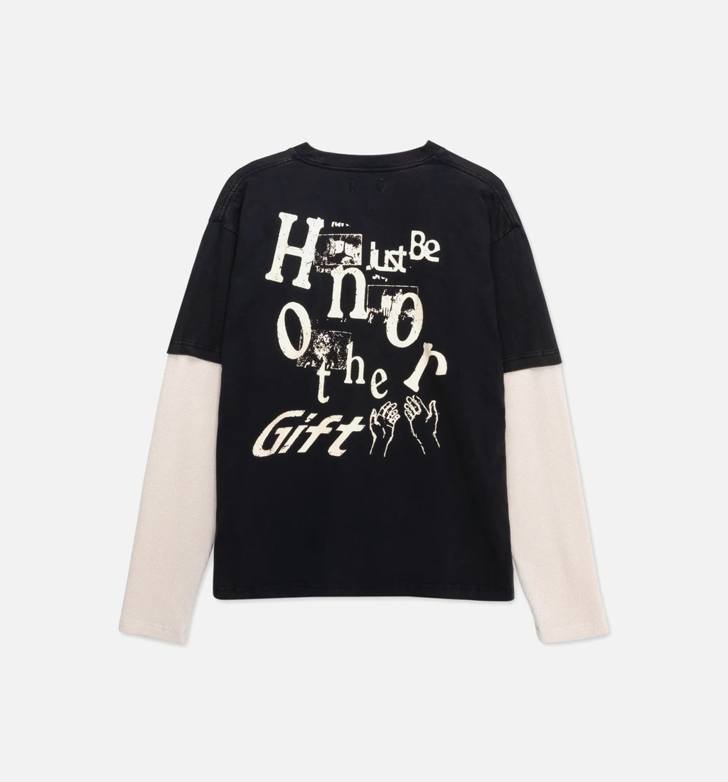 Just Be Mens Long Sleeve Shirt Black White