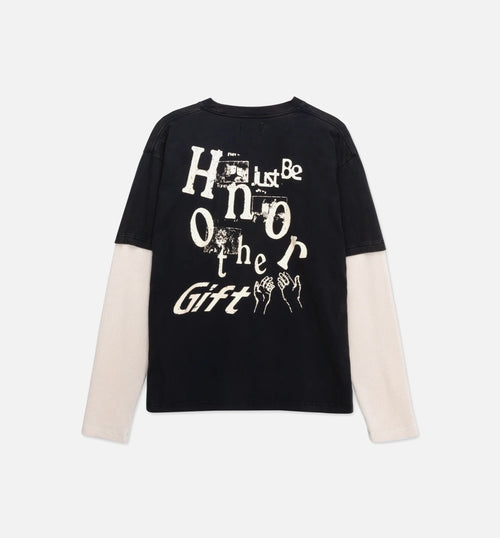 Just Be Mens Long Sleeve Shirt Black White