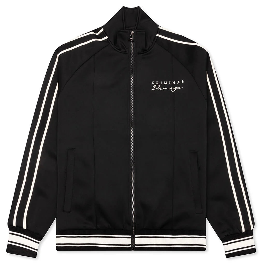 Dragon Embroidered Track Top Black