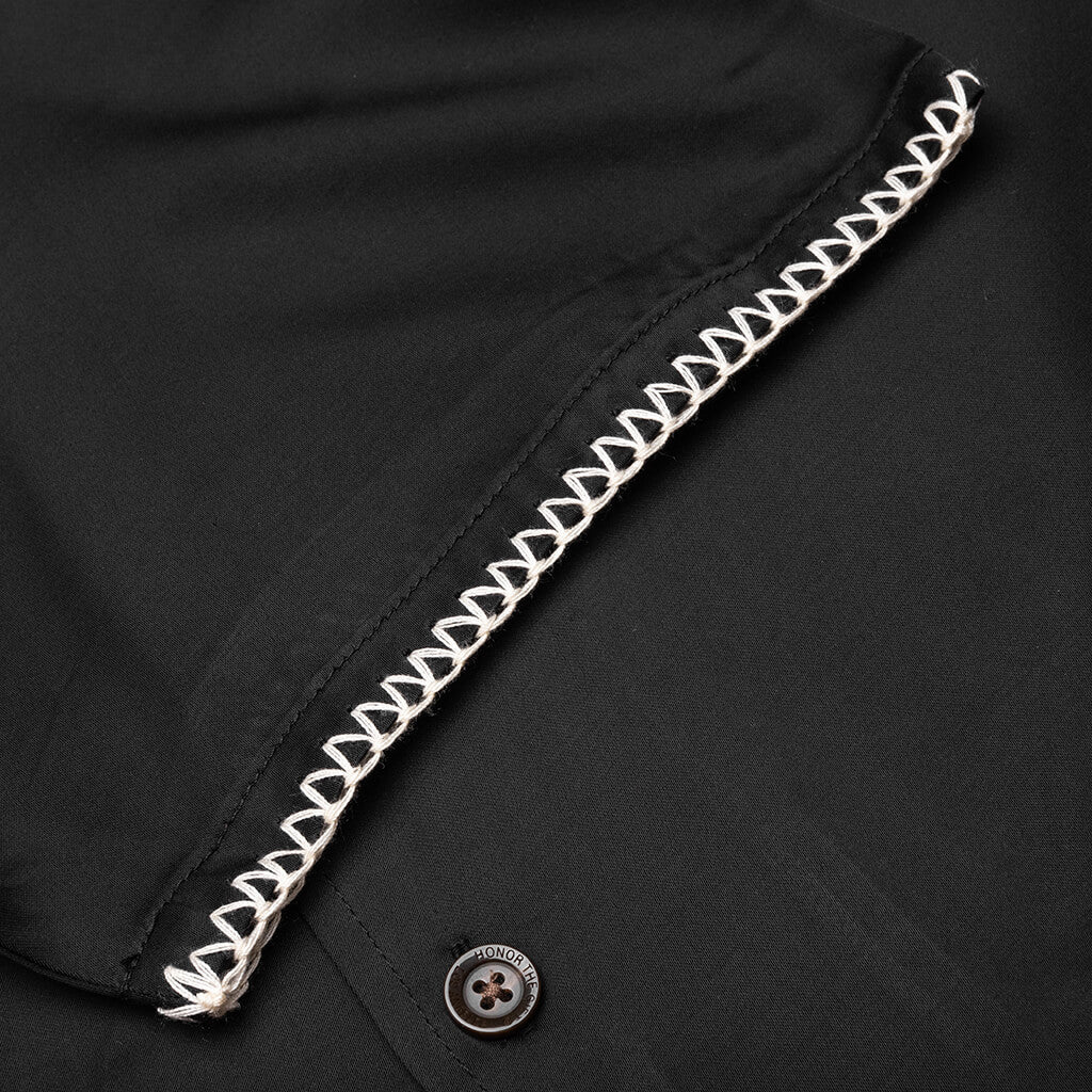 B Summer Blanket Stitch Woven Shirt Black