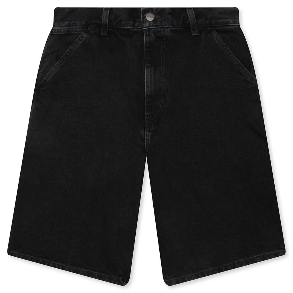 Single Knee Short Black Stone Washed