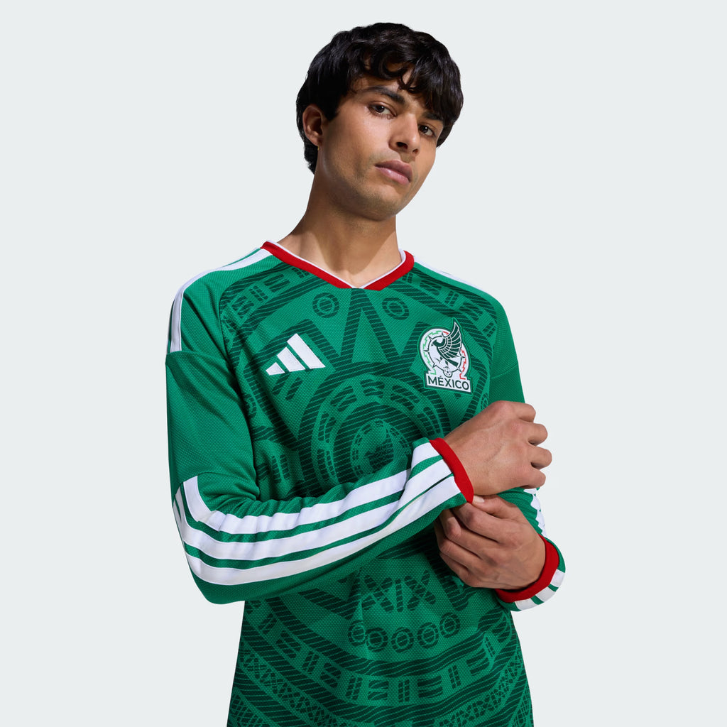 adidas Mexico Home Long Sleeve Mens Soccer Jersey 2026 Green