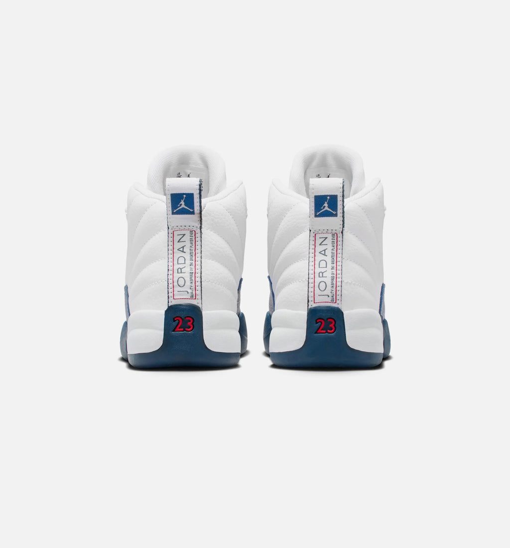 Air Jordan 12 Retro French Blue Preschool Lifestyle Shoe White French Blue Metallic Silver Varsity Red