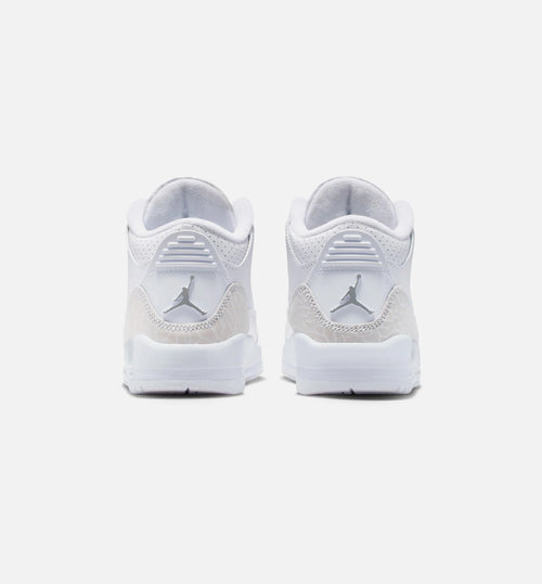 Air Jordan 3 Retro White and Silver Preschool Lifestyle Shoe White Metallic Silver Free Shipping