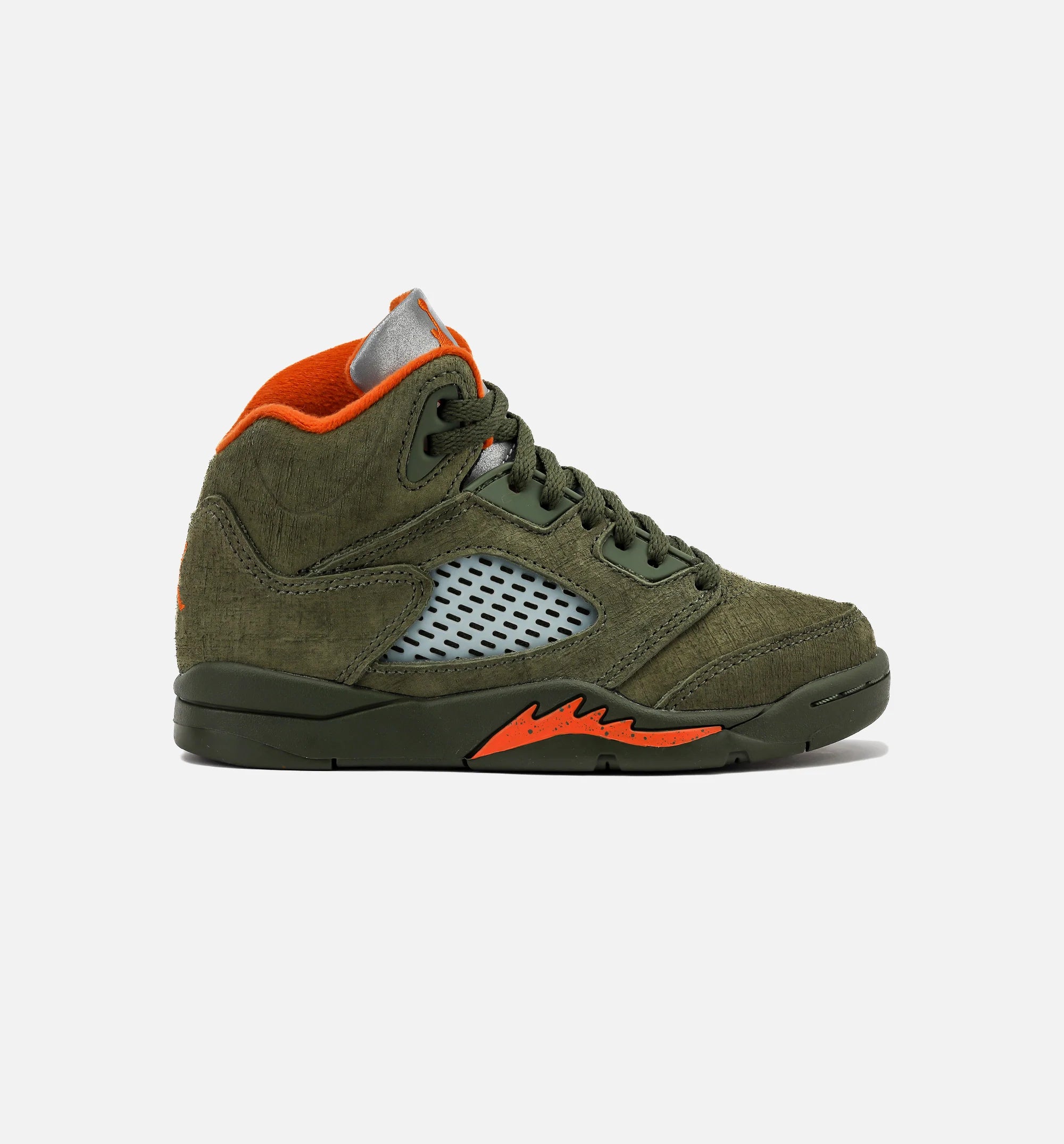 Air Jordan 5 Retro Preschool Lifestyle Shoe Army Olive Solar Orange