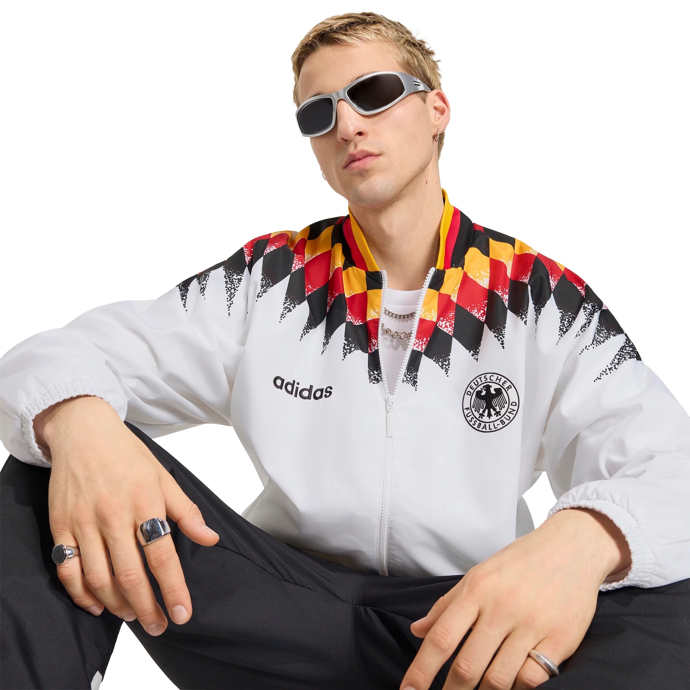 adidas Germany 1994 Mens Soccer Track Top White Black Red
