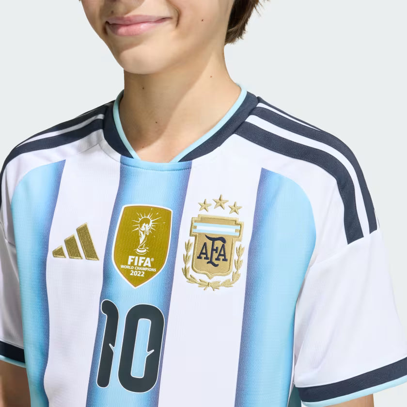 adidas Argentina Home 10 Messi Youth Soccer Jersey 26 White Blue