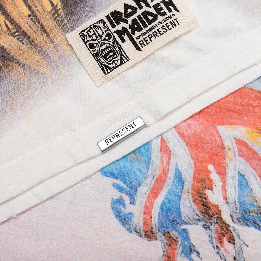 Represent x Iron Maiden Steed T Shirt Flat White