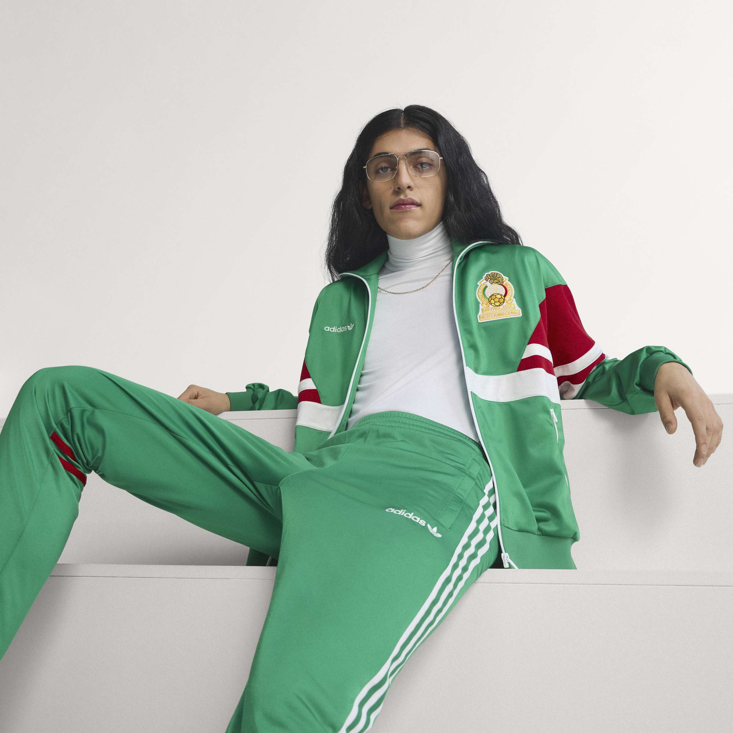 adidas Mexico Mens Soccer Track Top 1986 Green