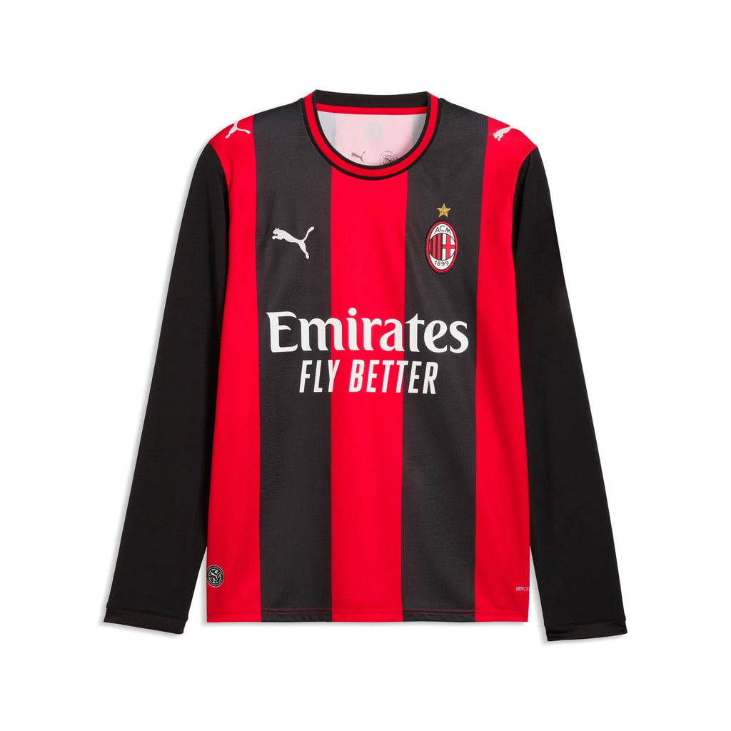 PUMA AC Milan Home Long Sleeve Mens Soccer Jersey 2026 Black Red