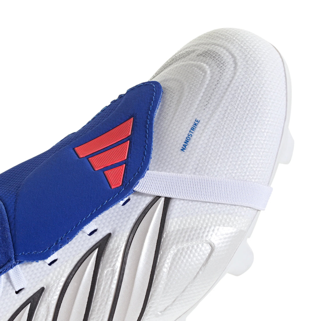 adidas Predator League Fold Over Tongue FG Firm Ground Mens Soccer Cleats White Zero Metallic Blue