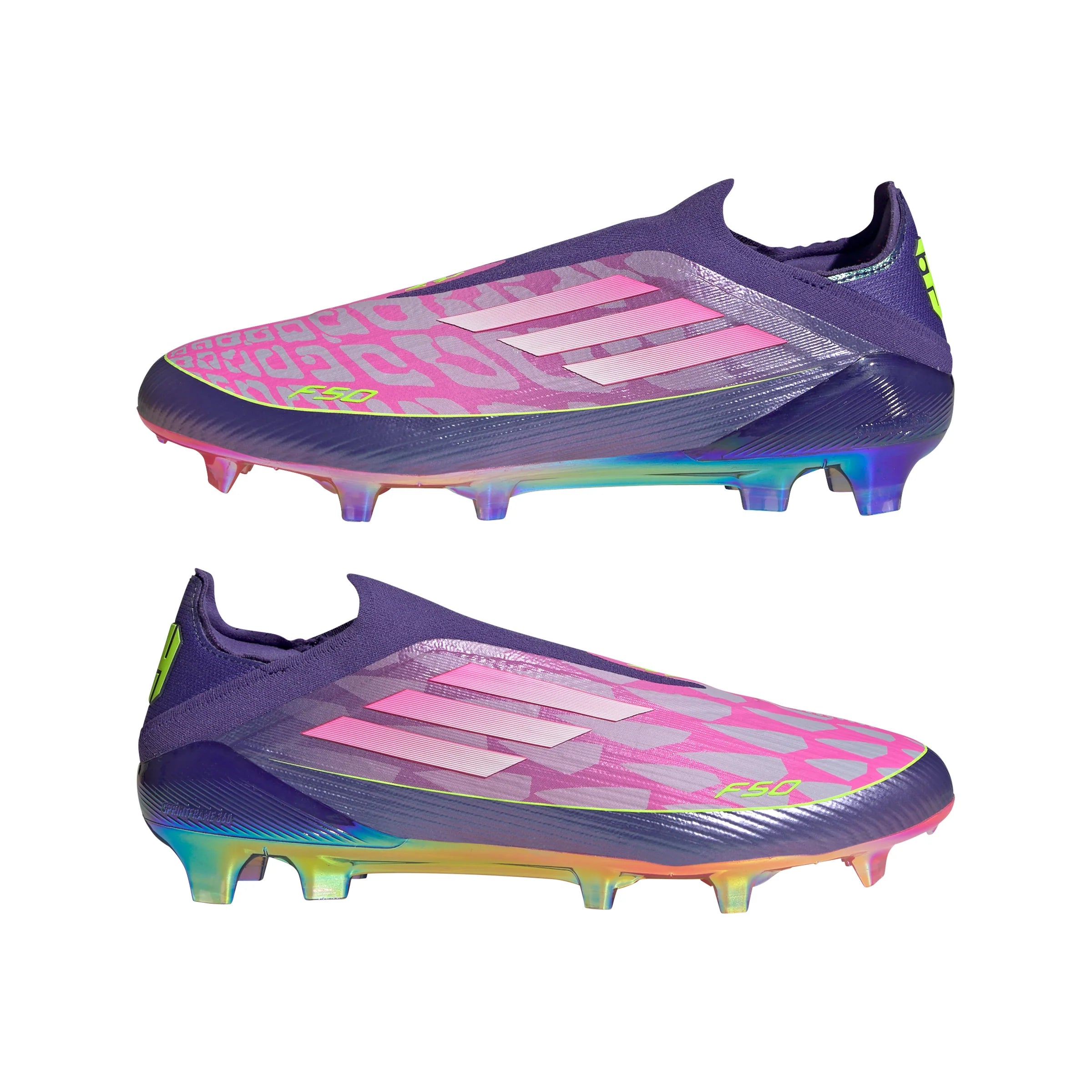 adidas F50 LEAGUE Laceless FG Mens Soccer Cleats Purple White Lemon