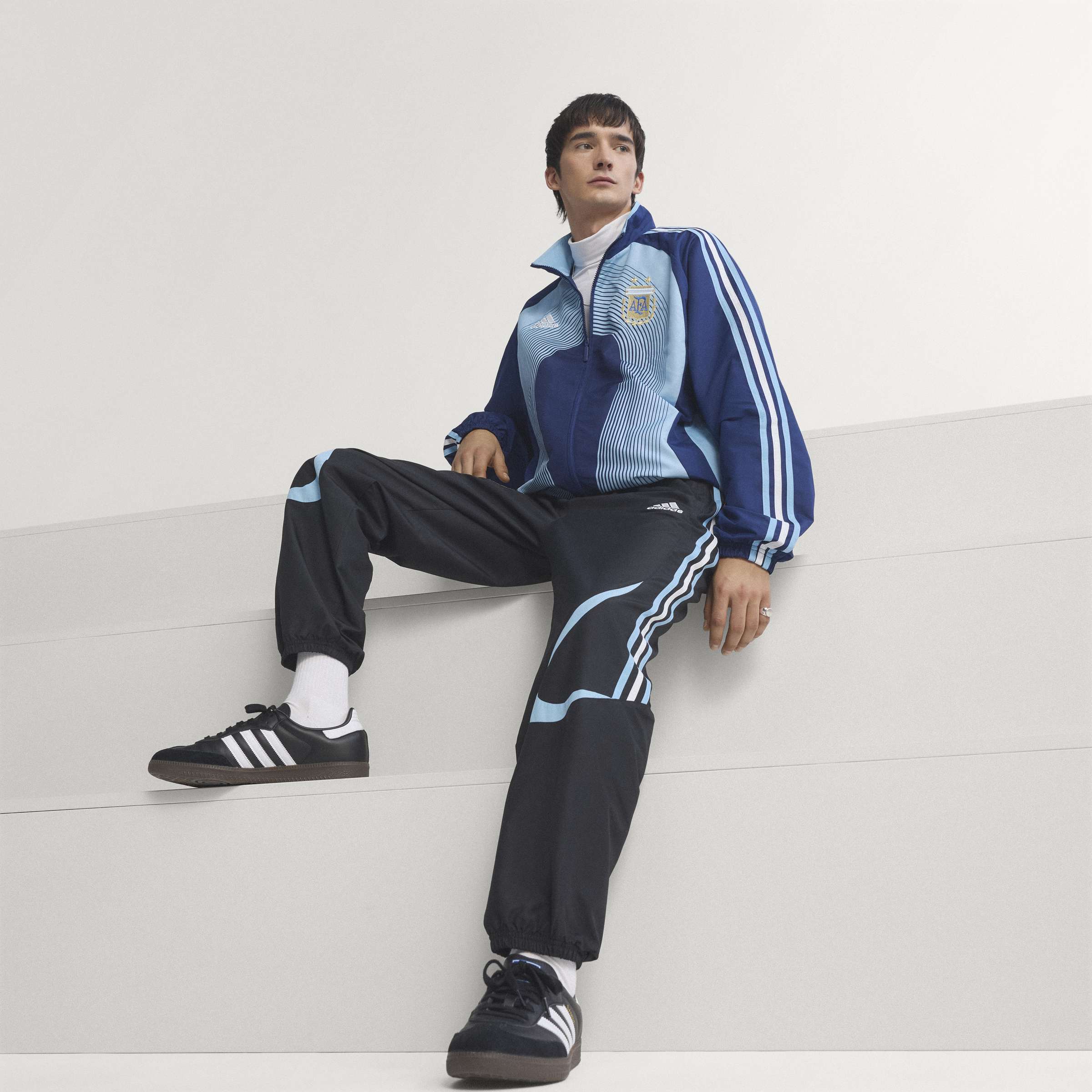 adidas Argentina Mens Soccer Track Pants 2006 Black Blue White