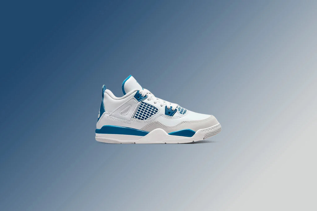 Jordan 4 Retro PS Industrial Blue Off White Military Blue Neutral Grey