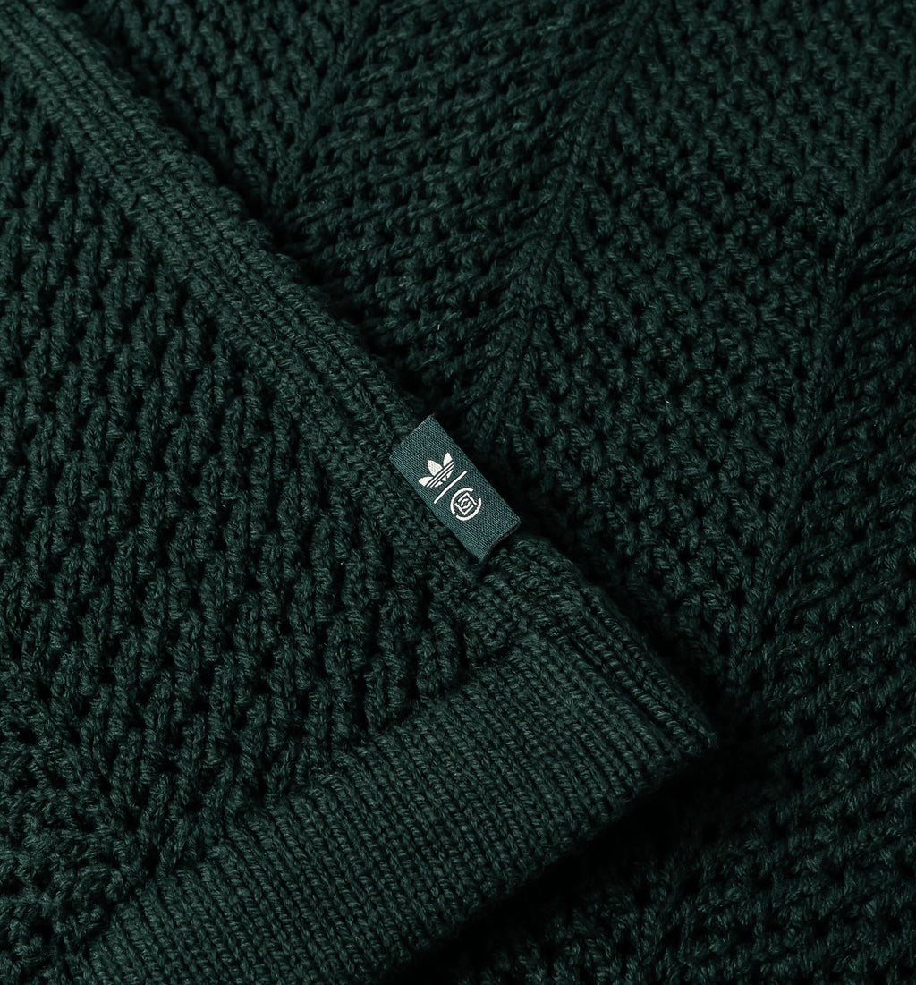 Clot x Adidas Knit Polo Mens Short Sleeve Shirt Green Night