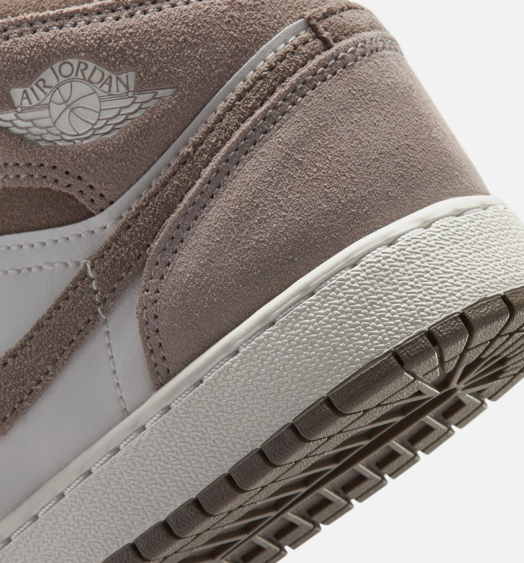 Air Jordan 1 Mid Grade School Lifestyle Shoe Enigma Stone Olive Grey Summit White