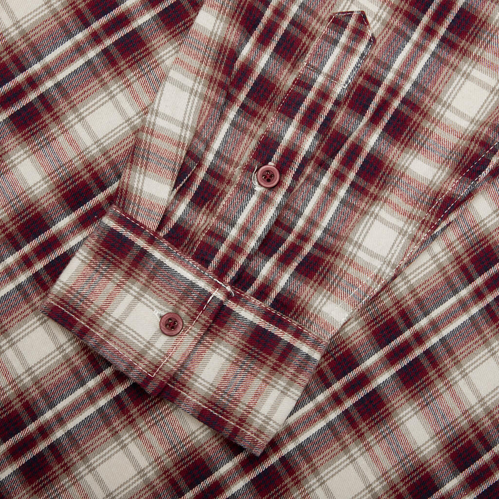 Wordmark Button Up Burgandy