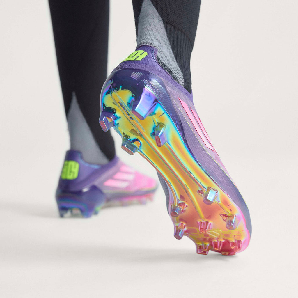 adidas F50 LEAGUE Laceless FG Mens Soccer Cleats Purple White Lemon