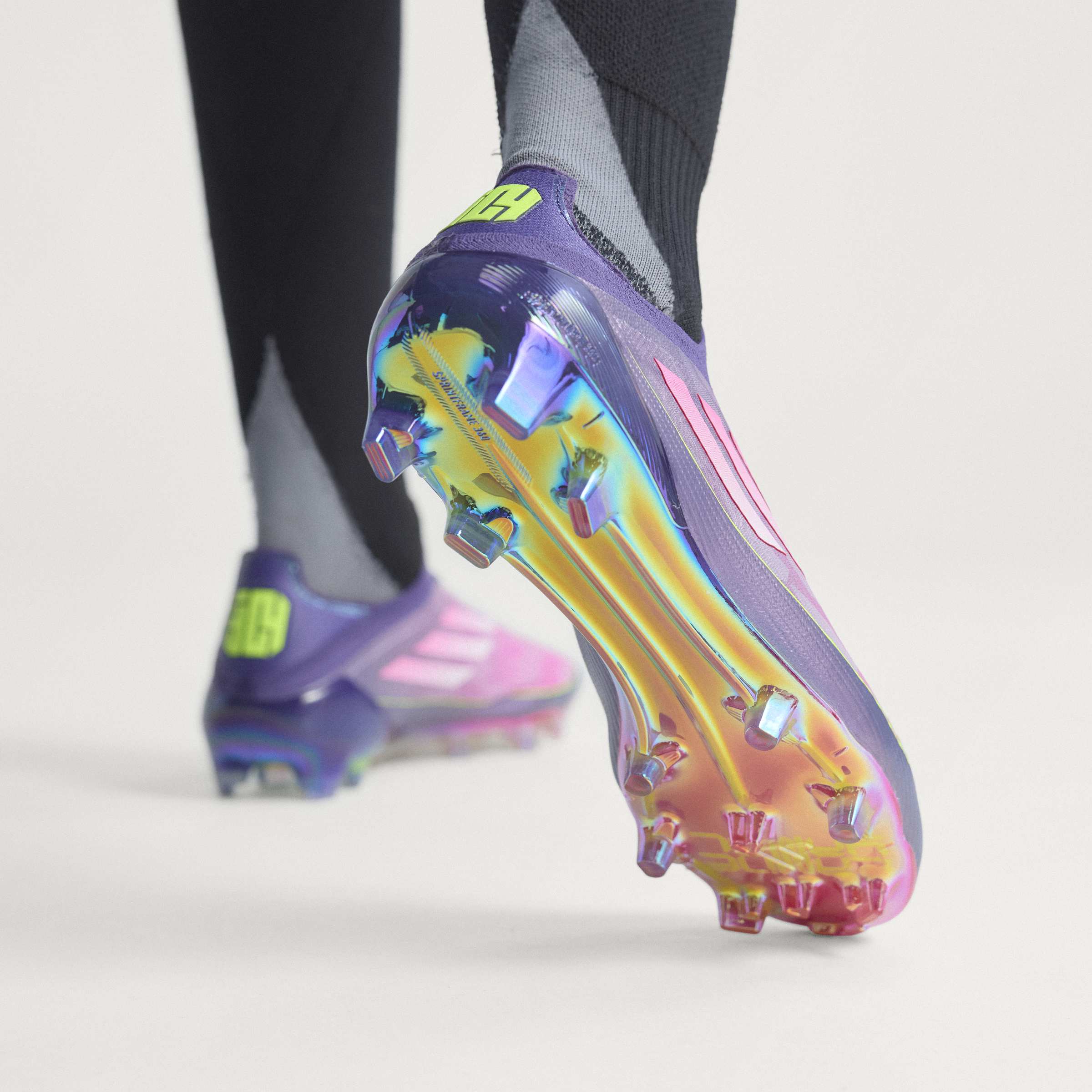adidas F50 LEAGUE Laceless FG Mens Soccer Cleats Purple White Lemon