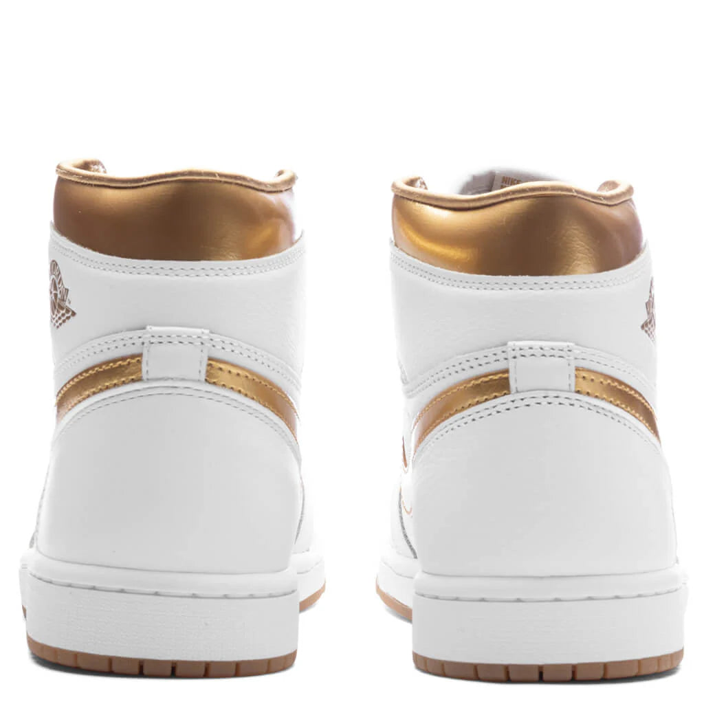 Womens Air Jordan 1 Retro High OG White Metallic Gold Gum Light Brown