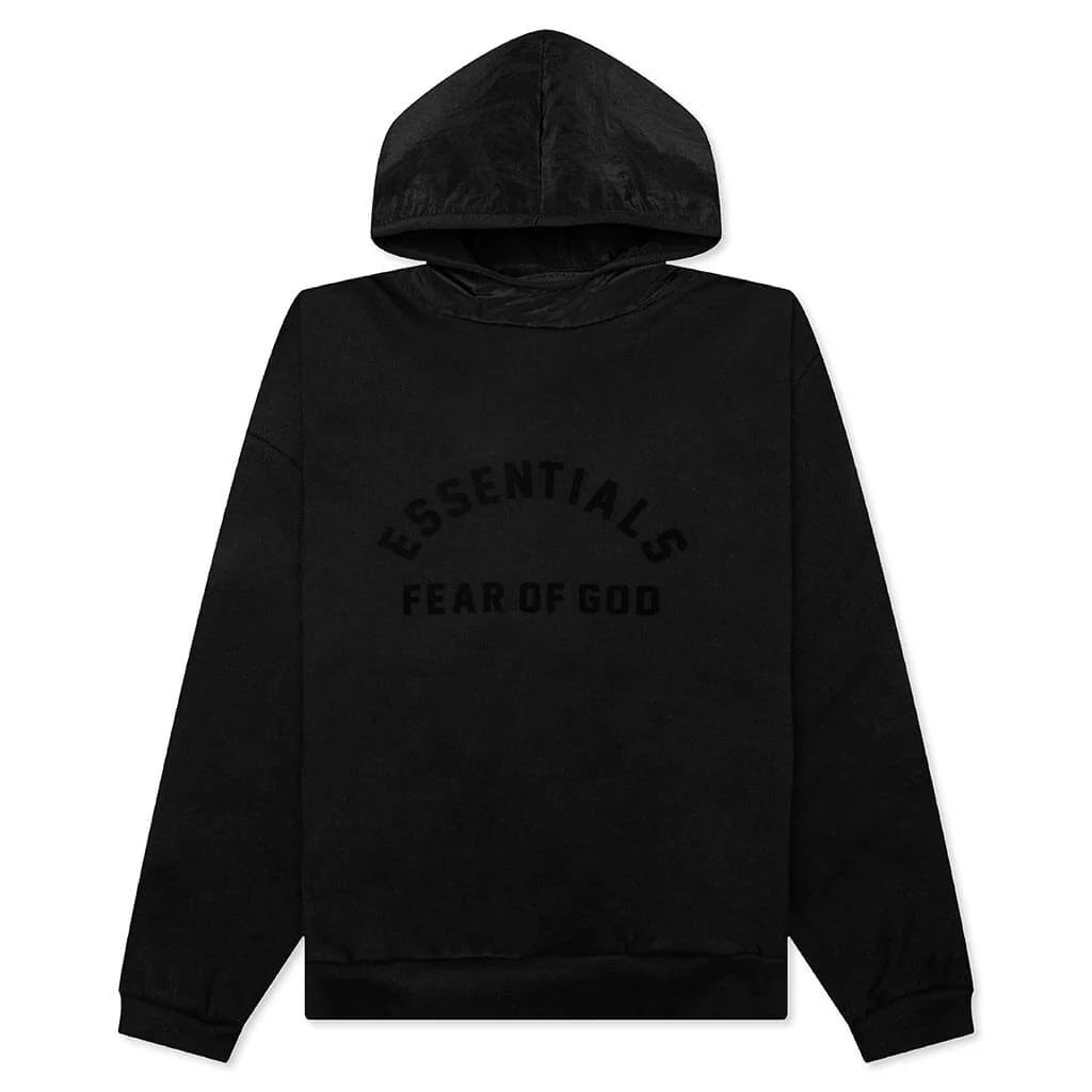 Nylon Fleece Hoodie Jet Black