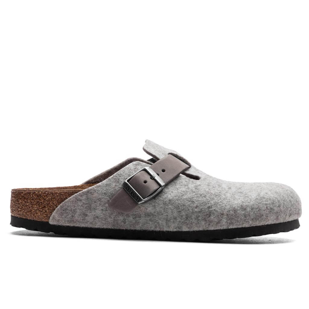 Womens Narrow Boston Leather Light Grey