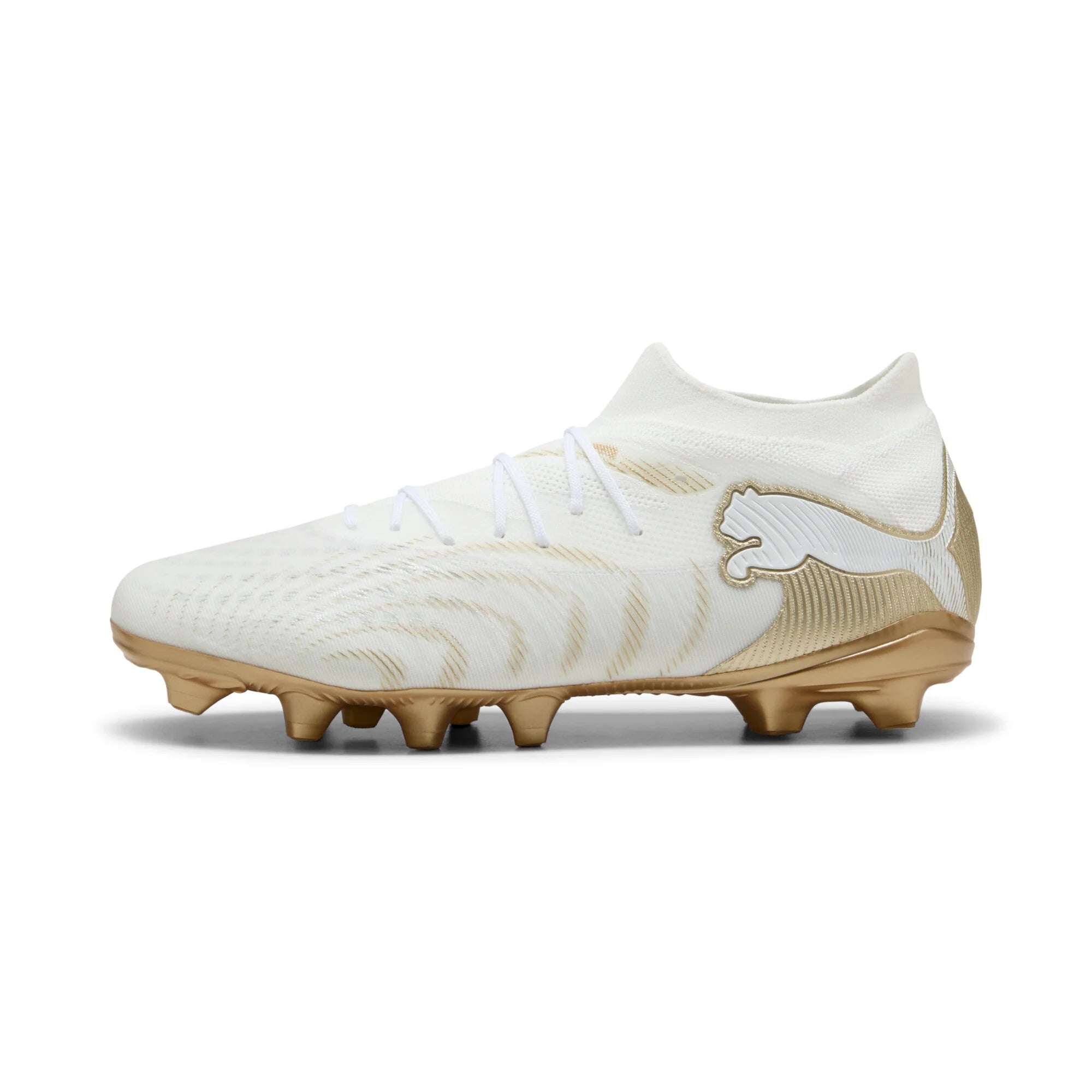 PUMA Future 9 Match FG AG Firm Multi Ground Mens Soccer Cleats White Gold Black
