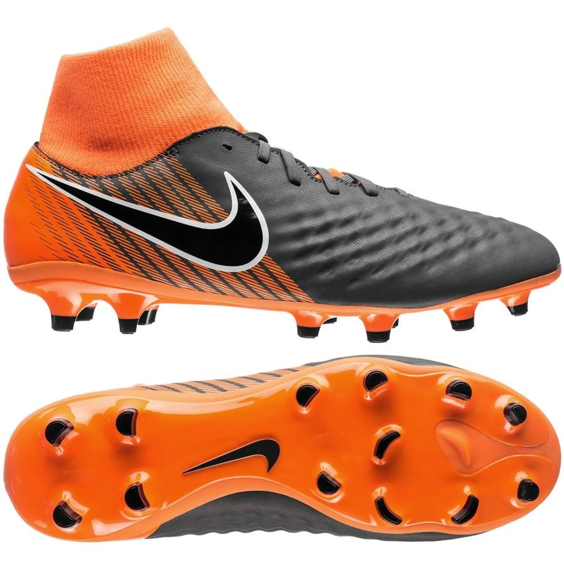Nike Magista Obra 2 Academy DF FG Firm Ground Soccer Cleats Dark Grey Black Total Orange