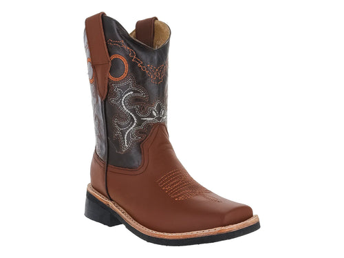 Botas Vaqueras Jinetitos Piel Shedron Naranja para Niño