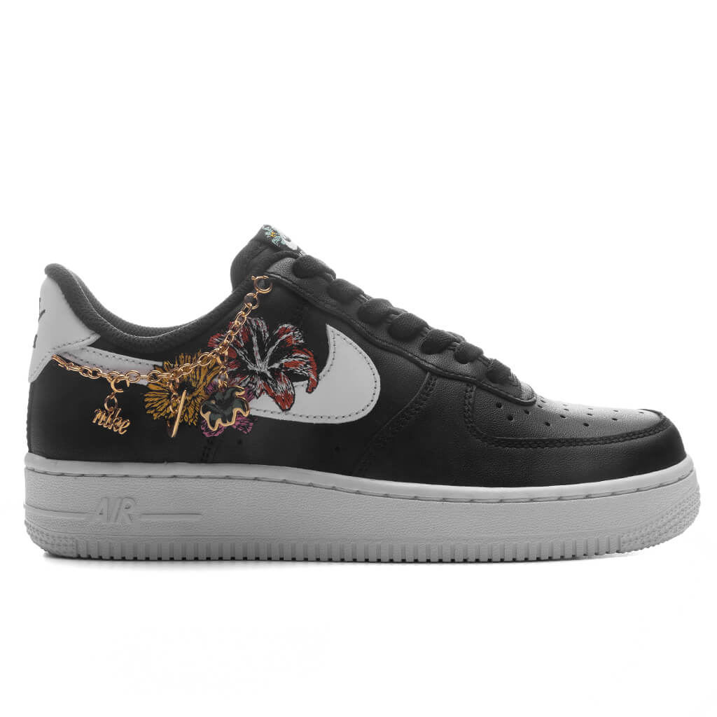 Womens Air Force 1 07 Premium Now Accepting All Flowers Black White Metallic Gold