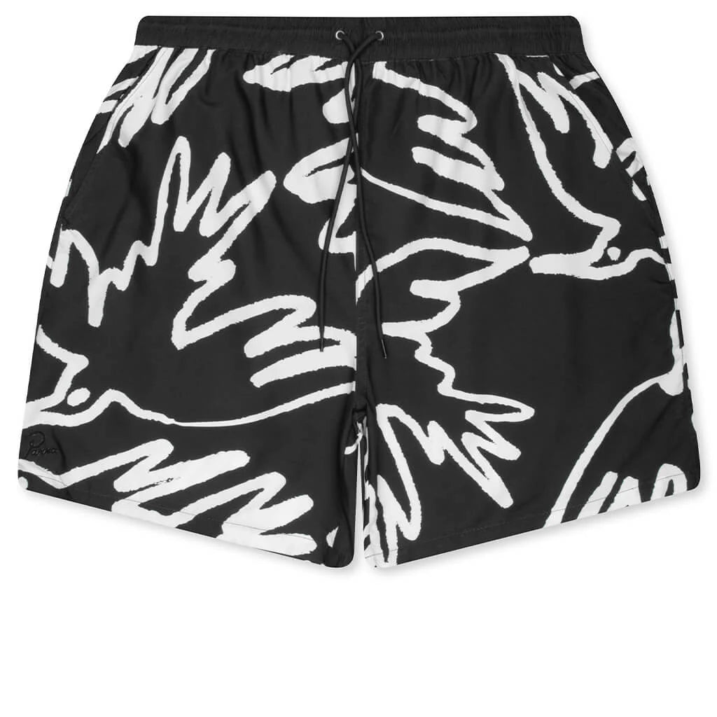 Birds Fly Free Swim Shorts Black