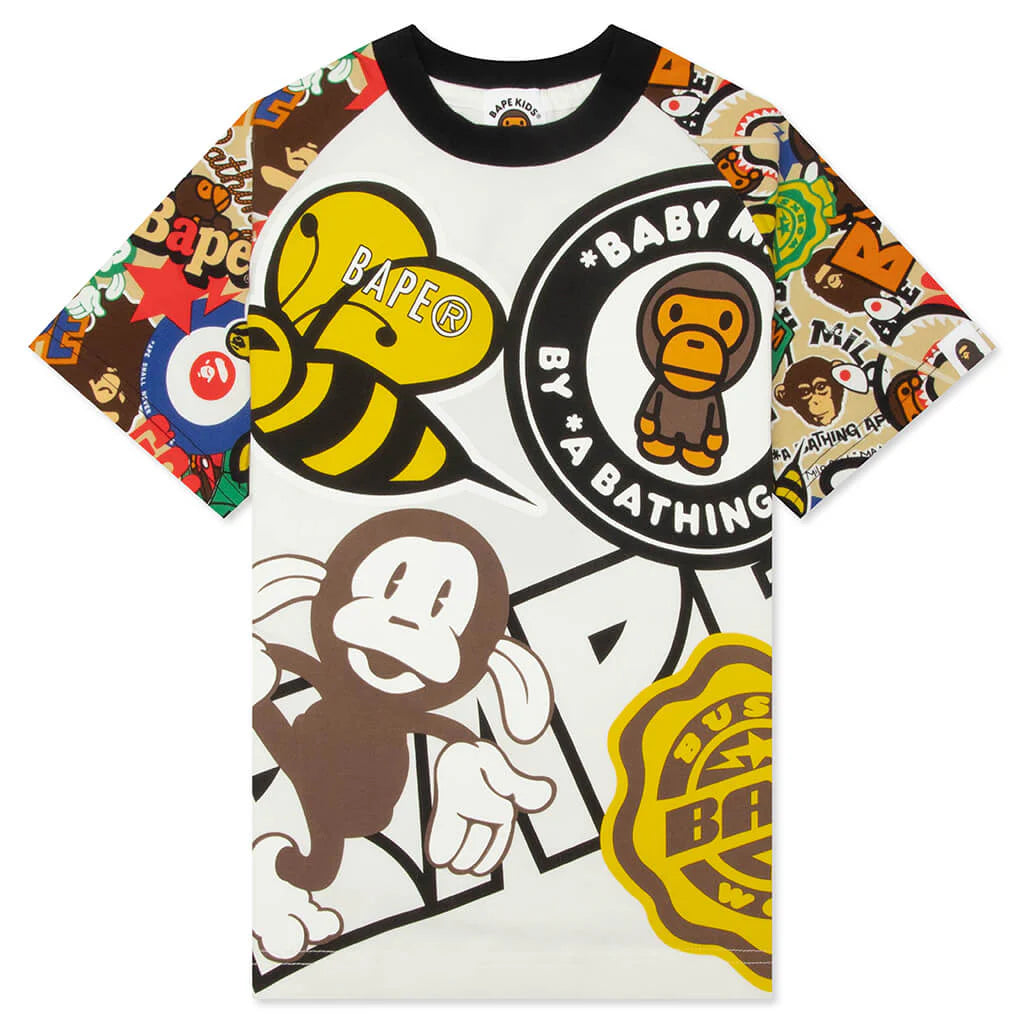 Kids Bape Milo Assorted Print Tee White