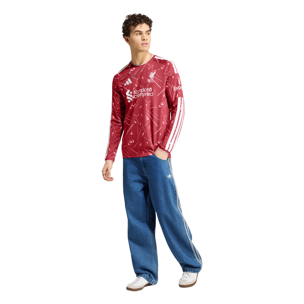 adidas Liverpool FC Home Long Sleeve Mens Soccer Jersey 26 27 Red