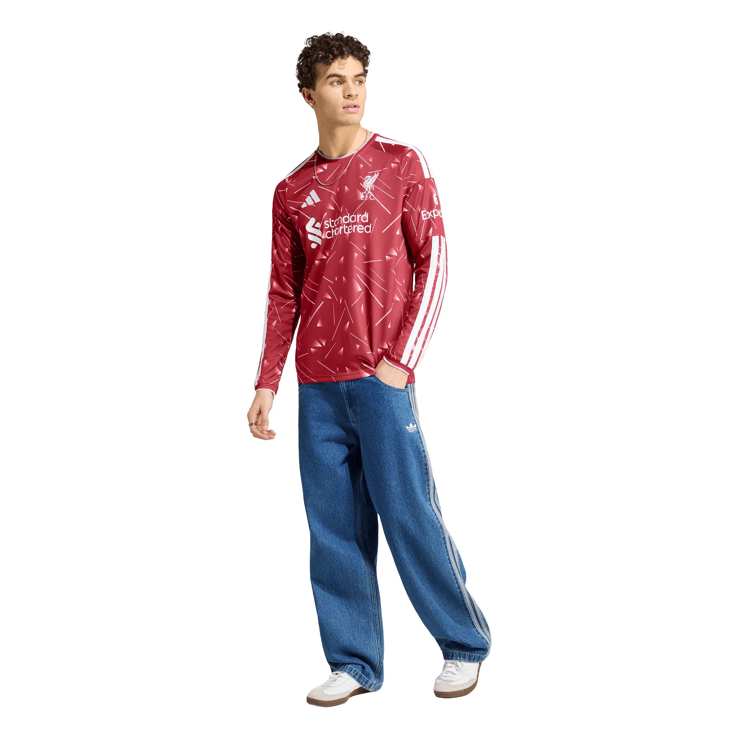 adidas Liverpool FC Home Long Sleeve Mens Soccer Jersey 26 27 Red