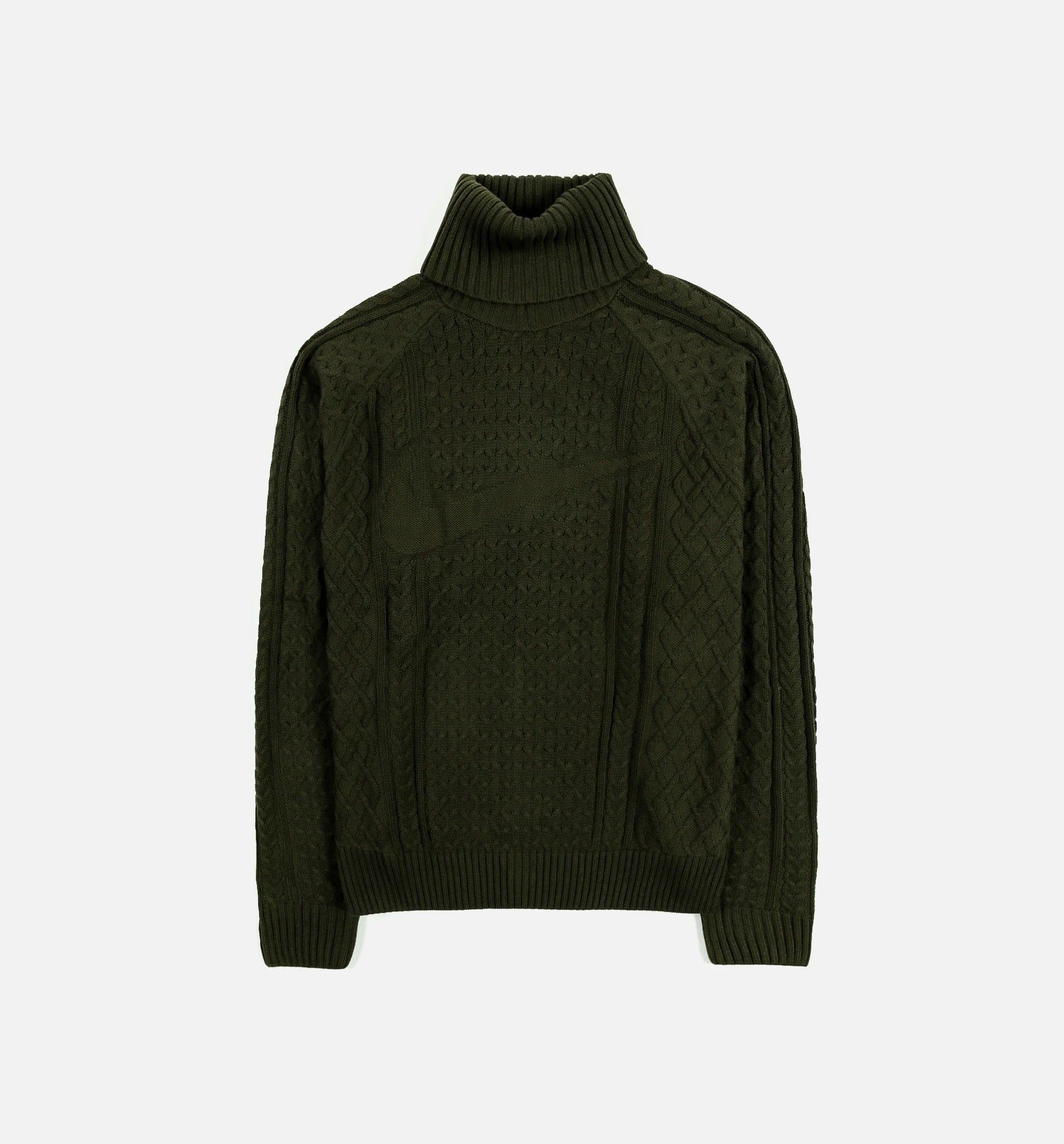 NSW Cable Knit Turtleneck Mens Sweater Green