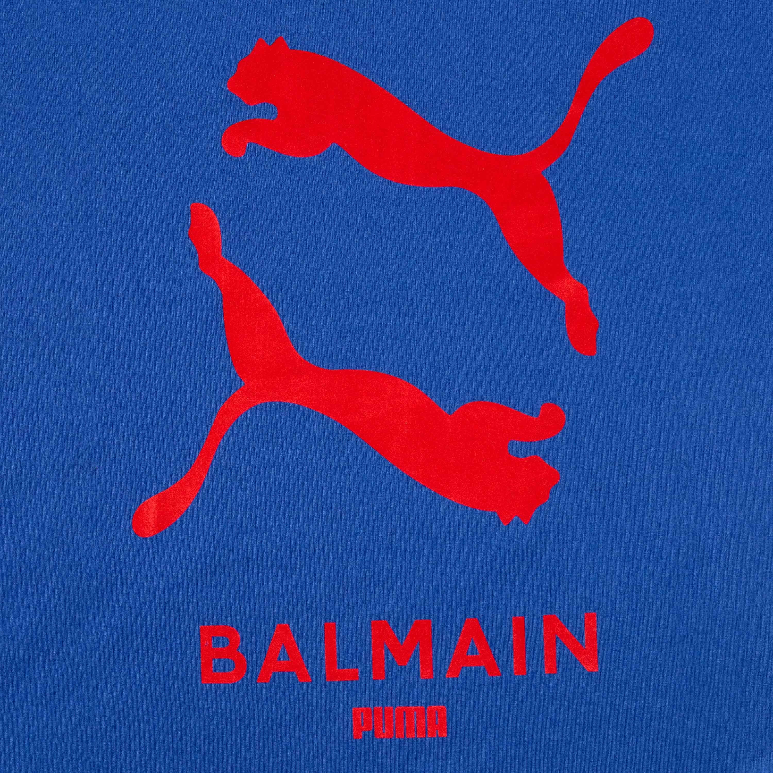 Balmain X Puma Mens Graphic T Shirt Blue Red