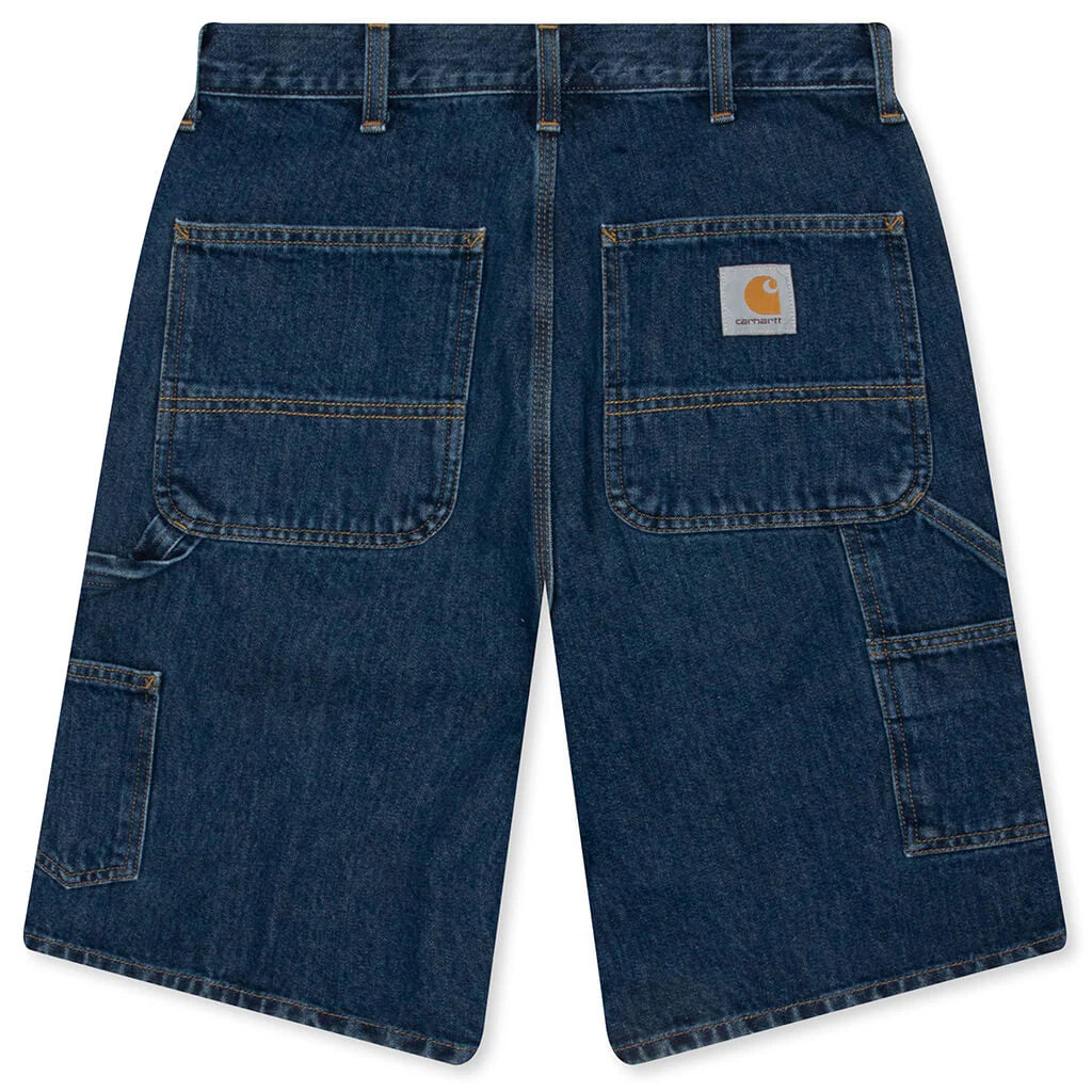 Single Knee Short Blue Stone Washed