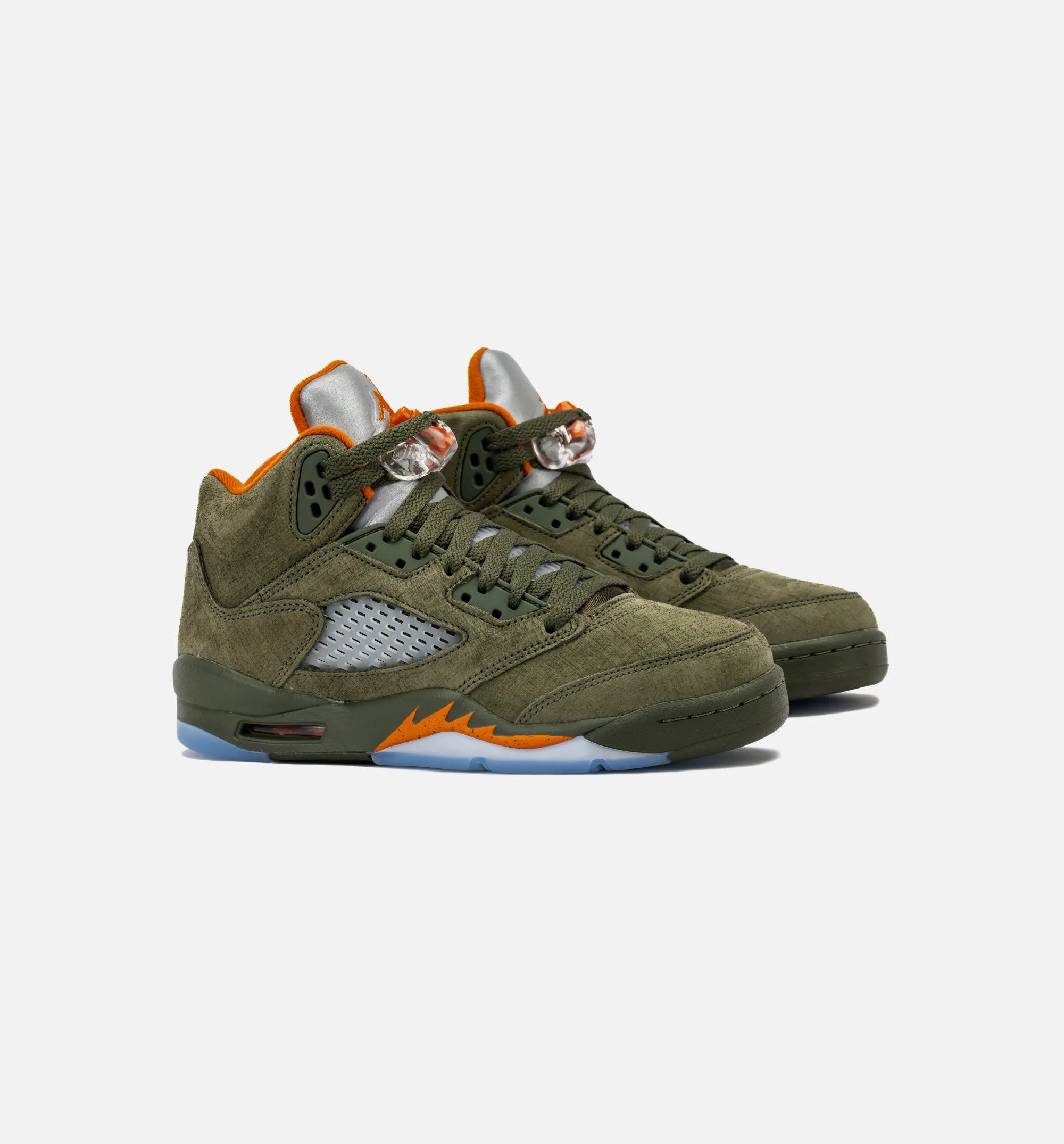 Air Jordan 5 Retro Grade School Lifestyle Shoe Army Olive Solar Orange