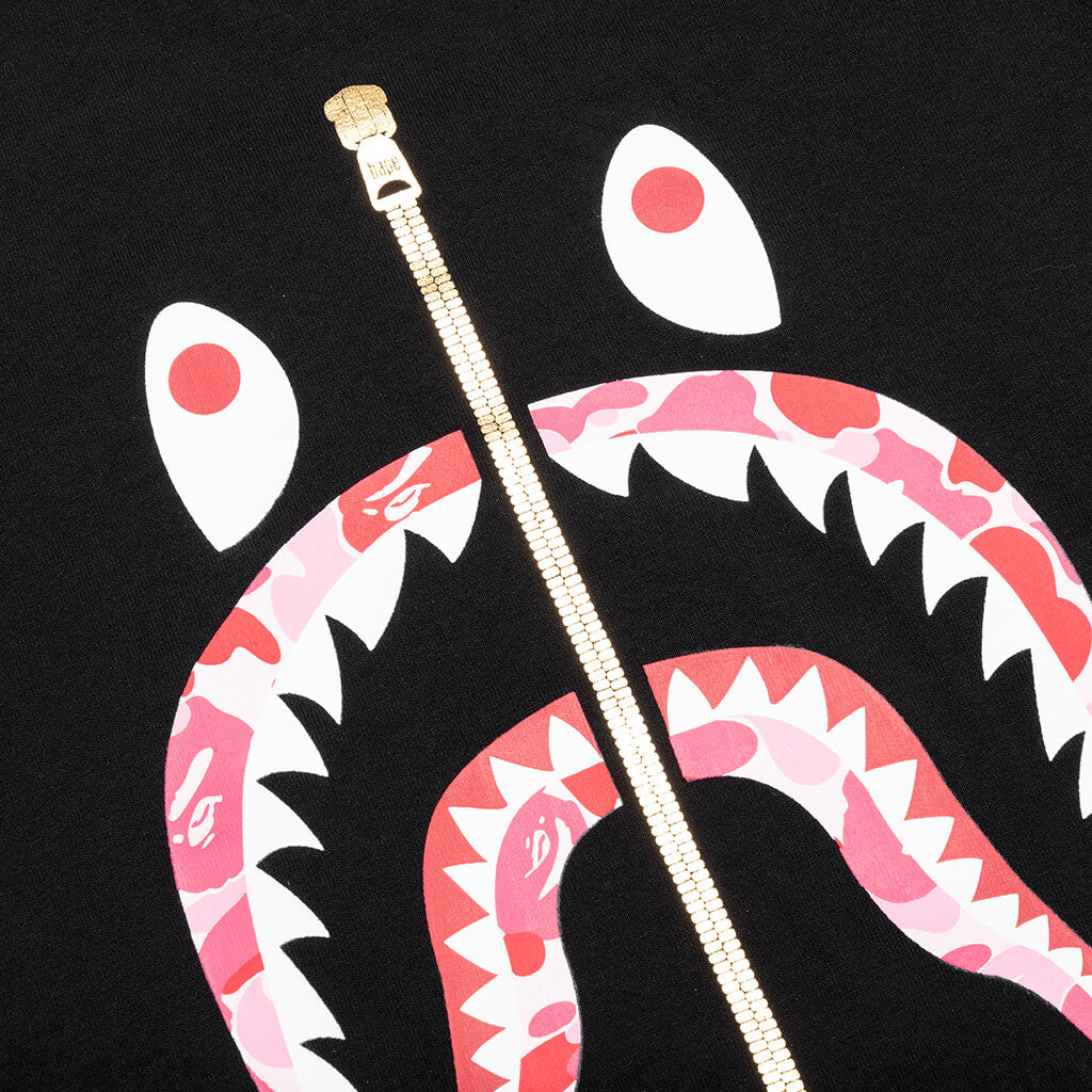 Kids ABC Camo Shark L S Tee Black Pink