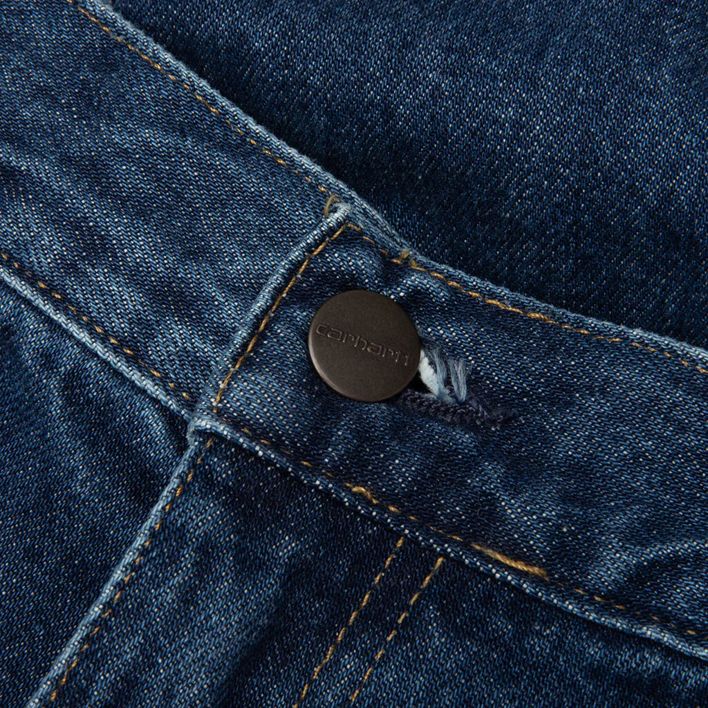 Single Knee Short Blue Stone Washed