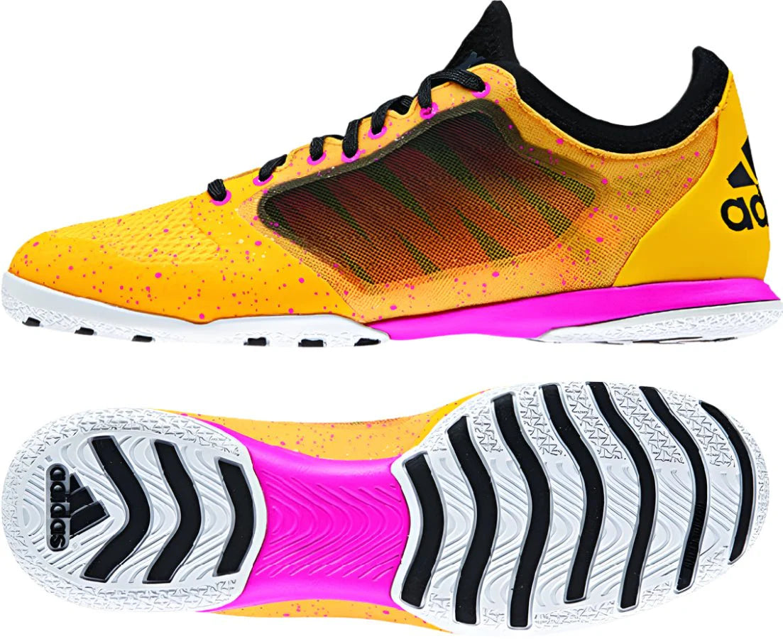 adidas X 151 Court Indoor Soccer Shoes Solar Gold Black Shock Pink