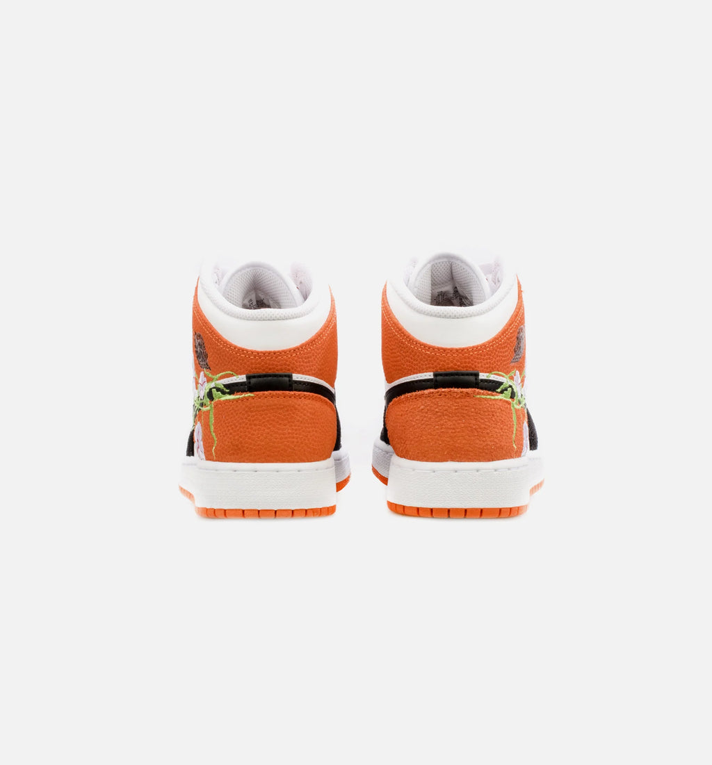 Air Jordan 1 Mid Grade School Lifestyle Shoe Orange Black