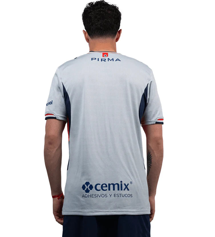 Pirma Cruz Azul Away Mens Soccer Jersey 25 Grey Navy