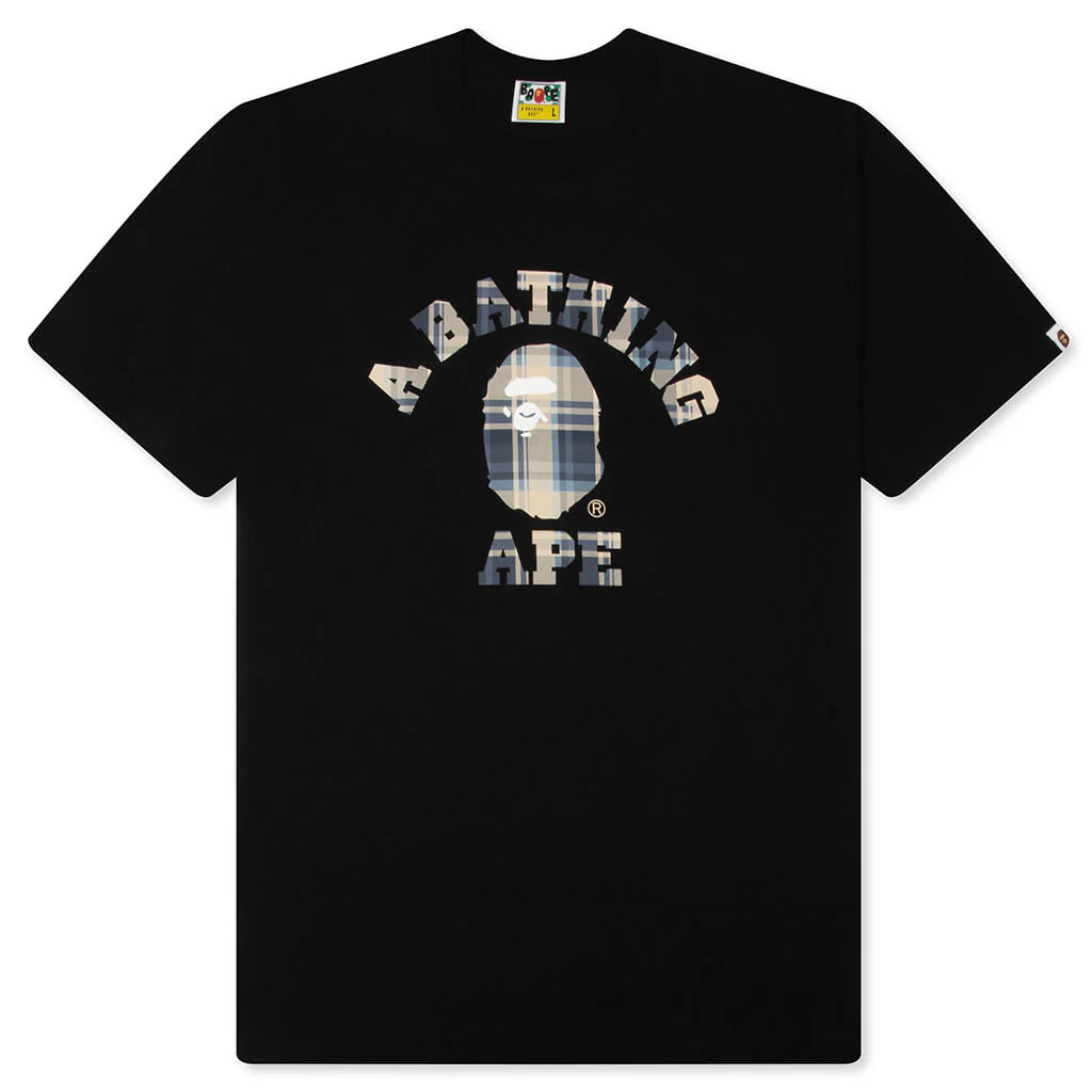 BAPE Check College Tee Black Blue